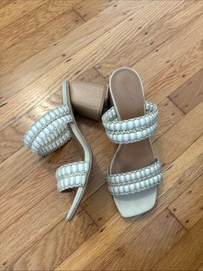 Universal Thread Cream Woven Double-Strap Block Heel Sandals